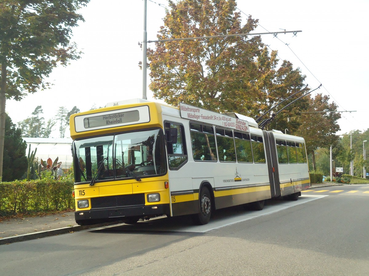 (136'208) - VBSH Schaffhausen - Nr. 115 - NAW/Hess Gelenktrolleybus am 25. September 2011 in Schaffhausen, Waldfriedhof