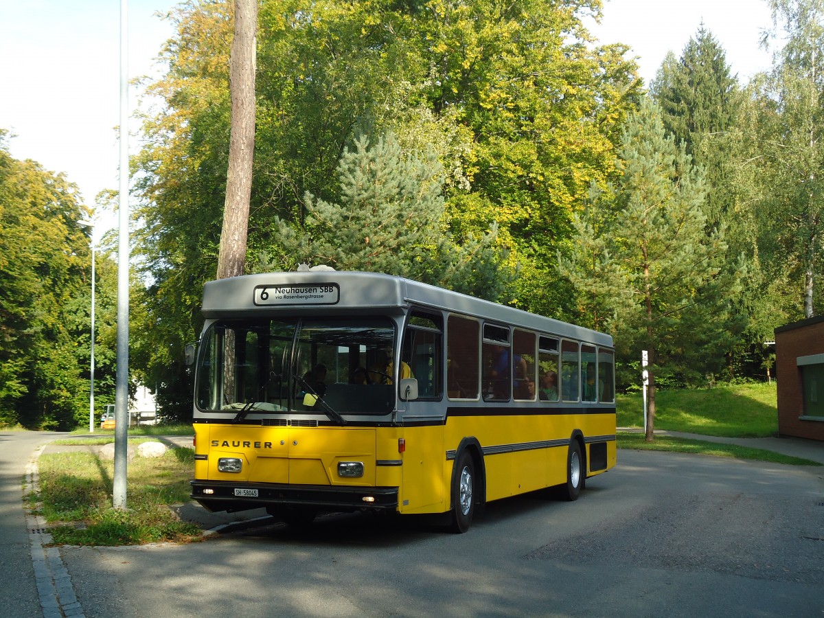 (136'237) - Wanner, Schleitheim - SH 58'045 - Saurer/Hess (ex Ruklic, Schaffhausen; ex VBSH Schaffhausen Nr. 40; ex VBSH Schaffhausen Nr. 19) am 25. September 2011 in Schaffhausen, Geriatriezentrum