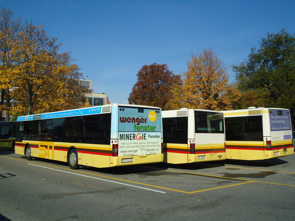 (136'701) - STI Thun - Nr. 91/BE 572'091 - MAN am 31. Oktober 2011 bei der Schifflndte Thun