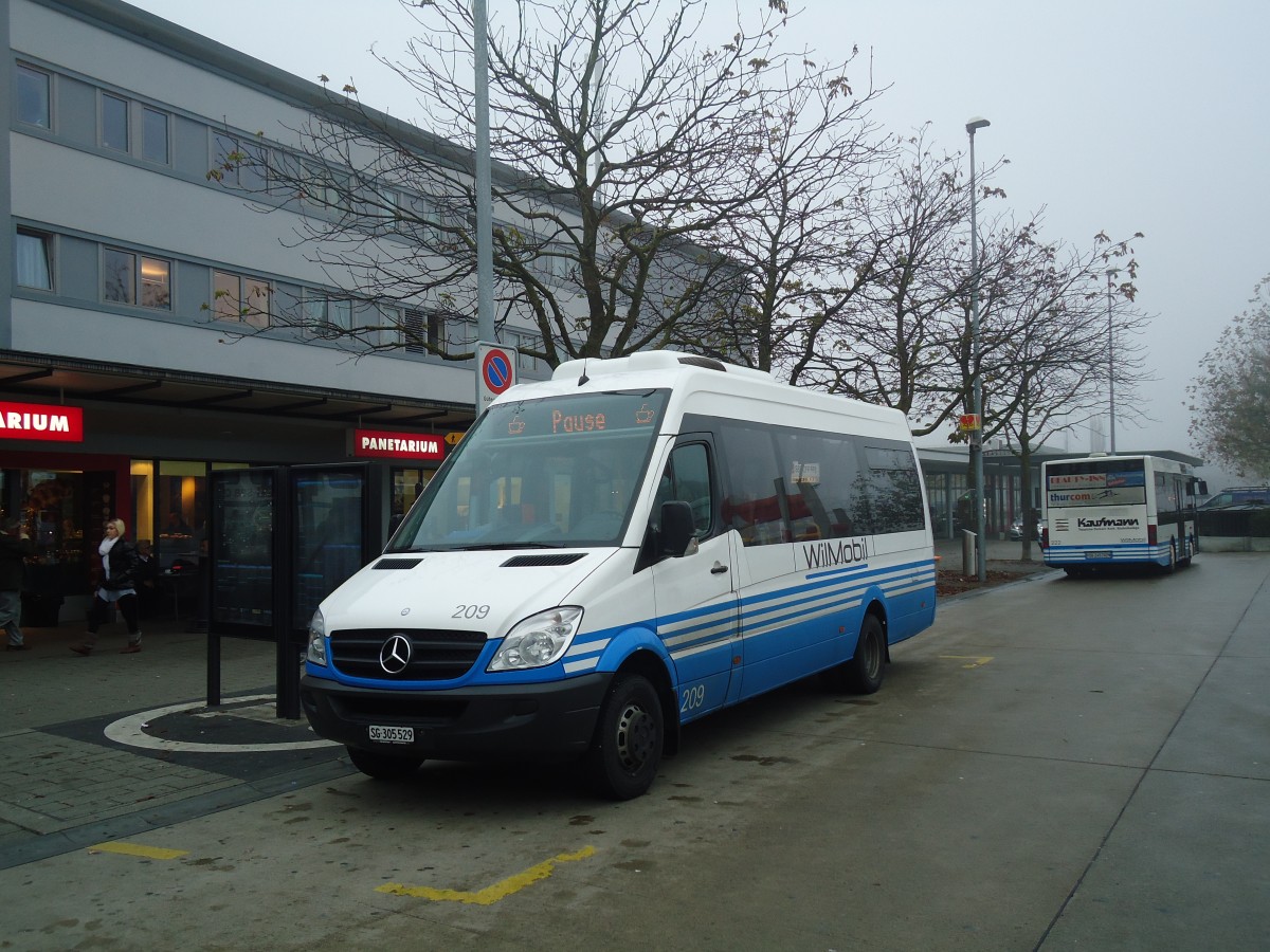 (136'878) - WilMobil, Wil - Nr. 209/SG 305'529 - Mercedes am 23. November 2011 beim Bahnhof Wil