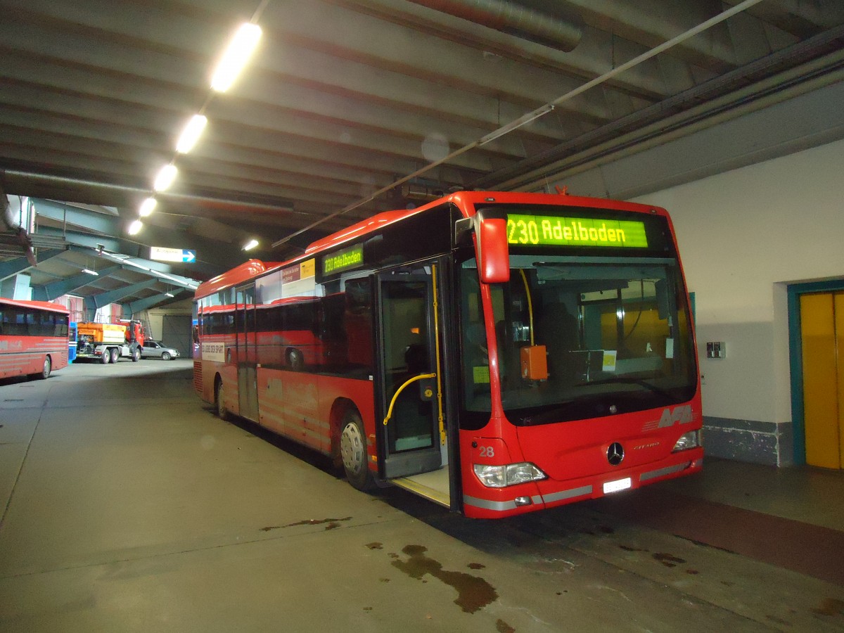 (137'098) - AFA Adelboden - Nr. 28/BE 43'089 - Mercedes am 4. Dezember 2011 im Autobahnhof Adelboden