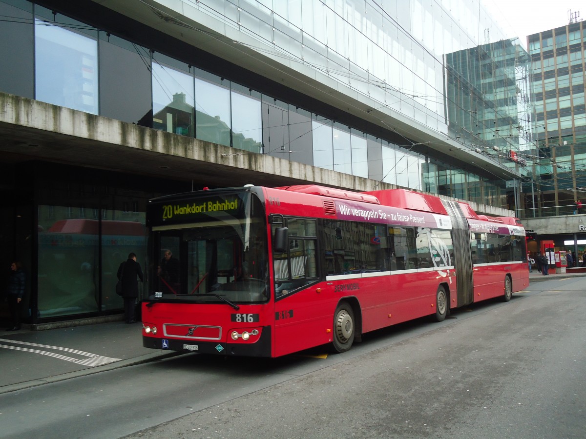 (137'570) - Bernmobil, Bern - Nr. 816/BE 612'816 - Volvo am 9. Januar 2012 beim Bahnhof Bern