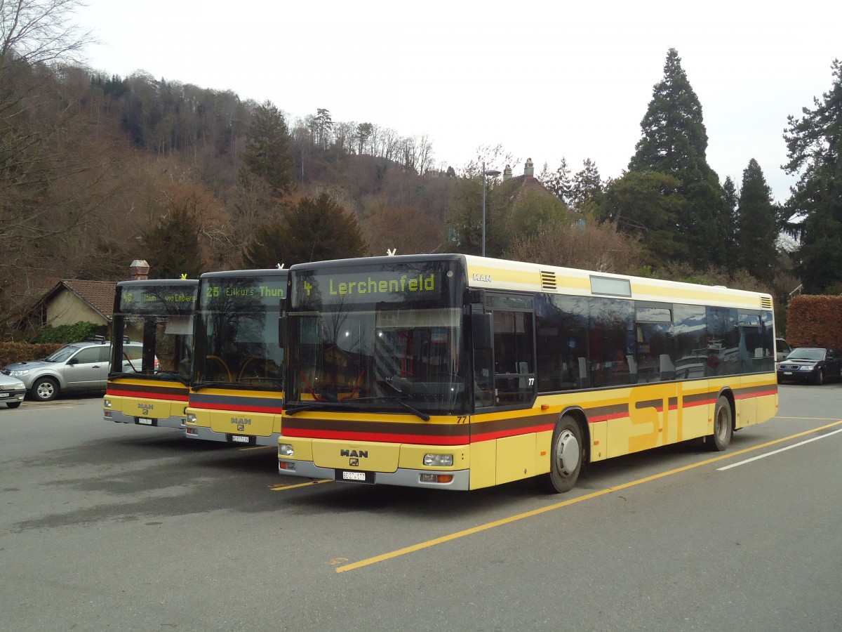 (137'587) - STI Thun - Nr. 77/BE 274'177 - MAN am 9. Januar 2012 bei der Schifflndte Thun