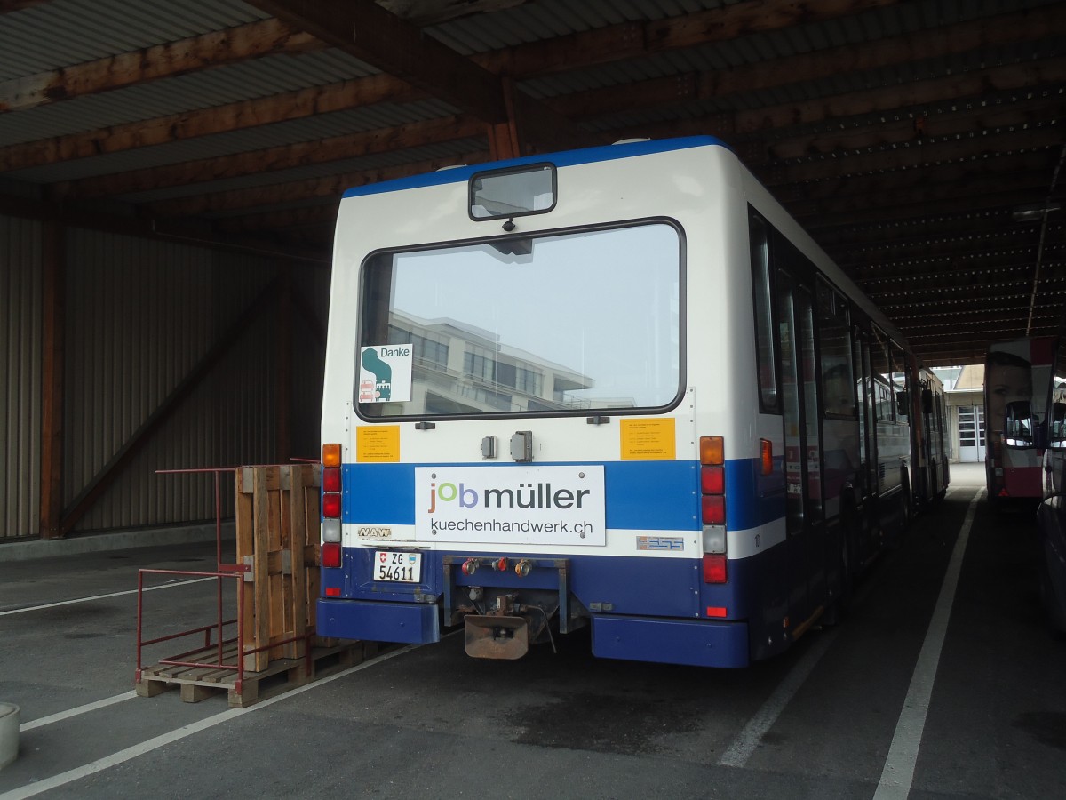 (138'024) - ZVB Zug - Nr. 101/ZG 54'611 - NAW/Hess (ex Nr. 91; ex Nr. 1) am 6. Mrz 2012 in Zug, Garage