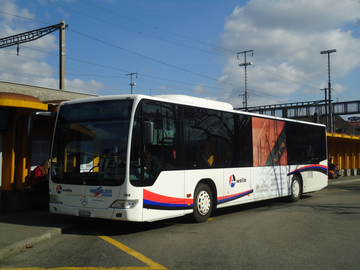 (138'084) - Knecht, Windisch - Nr. 458/AG 304'177 - Mercedes am 6. Mrz 2012 beim Bahnhof Lenzburg