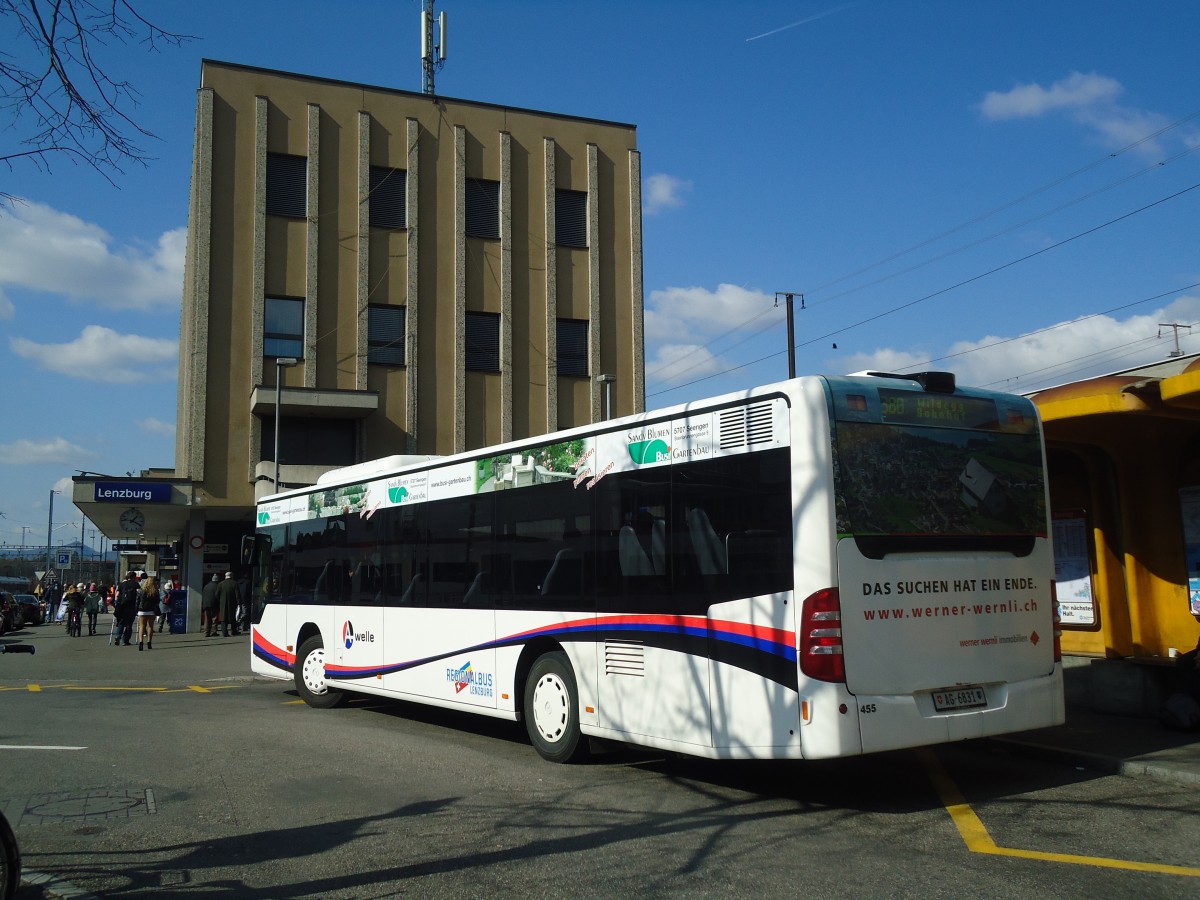 (138'090) - Knecht, Windisch - Nr. 455/AG 6831 - Mercedes am 6. Mrz 2012 beim Bahnhof Lenzburg