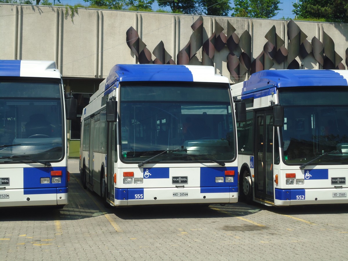 (138'770) - TL Lausanne - Nr. 555/VD 1654 - Van Hool am 13. Mai 2012 in Lausanne, Dpt Borde