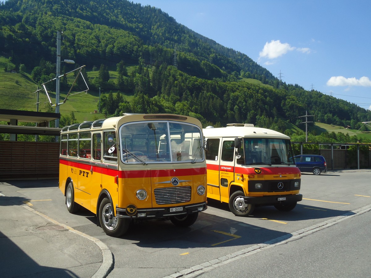 (139'165) - Schmid, Thrishaus - Nr. 9/BE 26'105 - Saurer/R&J (ex Geiger, Adelboden Nr. 9) am 28. Mai 2012 beim Bahnhof Reichenbach