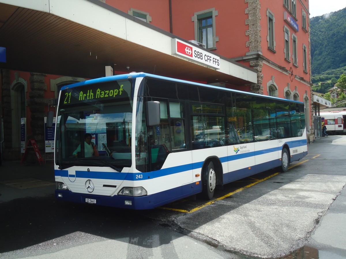 (139'459) - Auf der Maur, Steinen - Nr. 243/SZ 5440 - Mercedes (ex Nr. 217) am 11. Juni 2012 beim Bahnhof Arth-Goldau