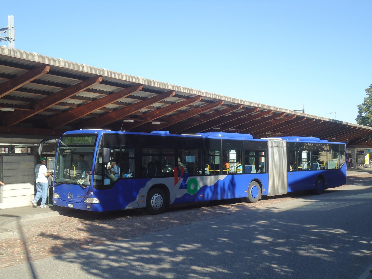 (139'480) - VZO Grningen - Nr. 58/ZH 416'358 - Mercedes am 16. Juni 2012 beim Bahnhof Hinwil