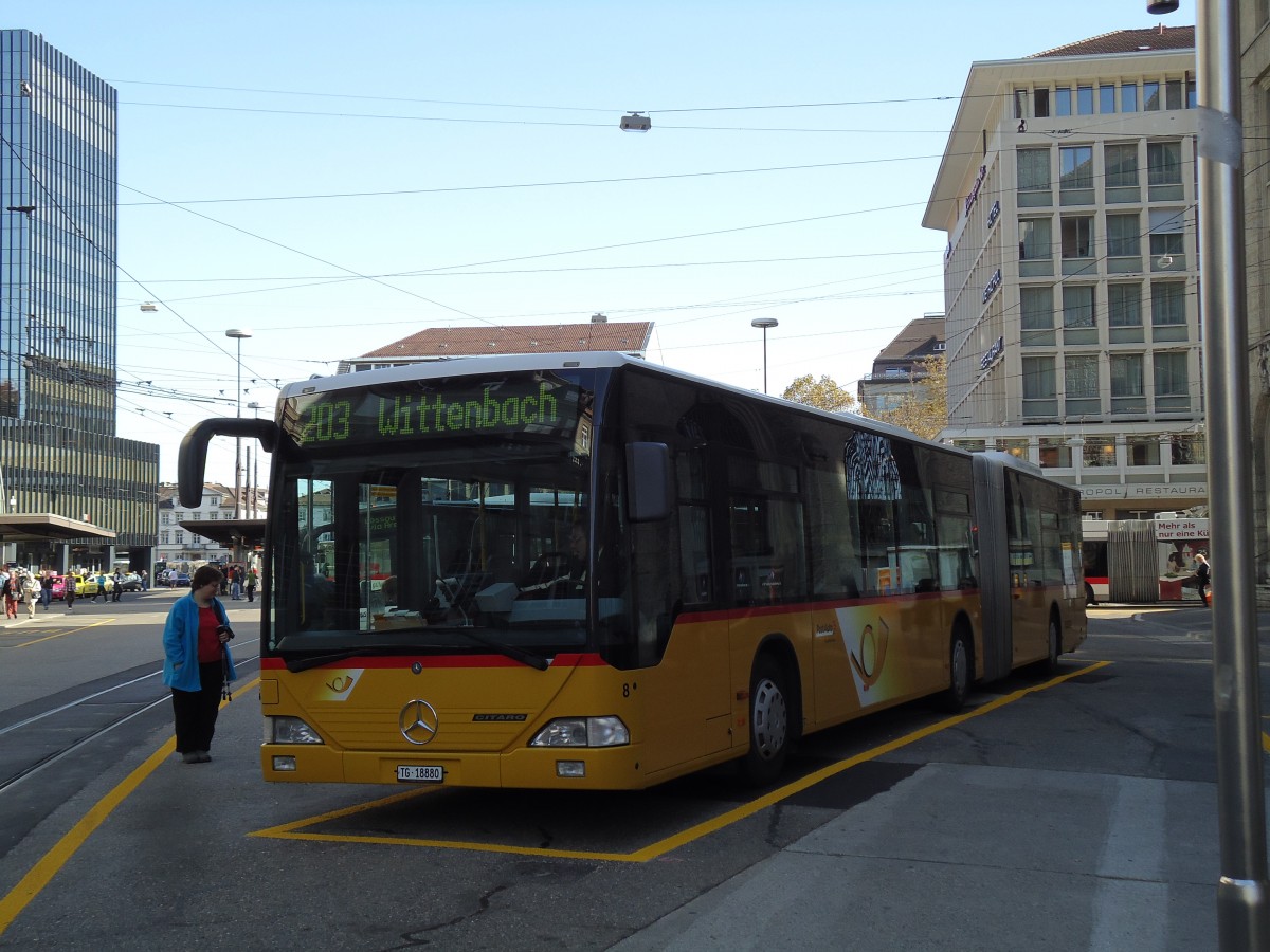 (141'957) - Eurobus, Arbon - Nr. 8/TG 18'880 - Mercedes am 20. Oktober 2012 beim Bahnhof St. Gallen