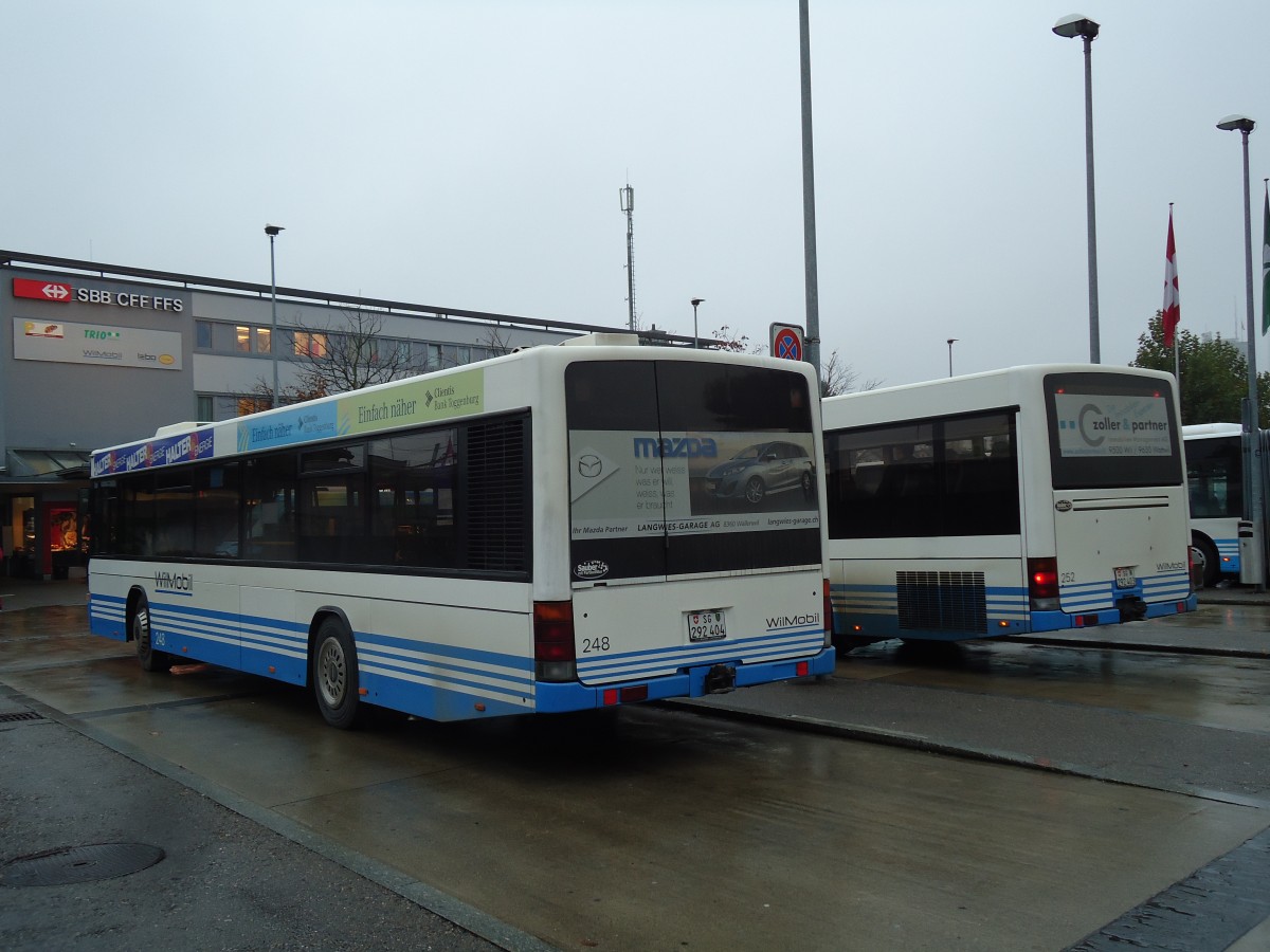 (142'095) - WilMobil, Wil - Nr. 248/SG 292'404 - Volvo/Hess (ex BOS Wil Nr. 7) am 24. Oktober 2012 beim Bahnhof Wil