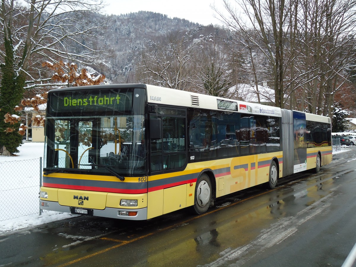 (142'428) - STI Thun - Nr. 103/BE 577'103 - MAN am 9. Dezember 2012 bei der Schifflndte Thun