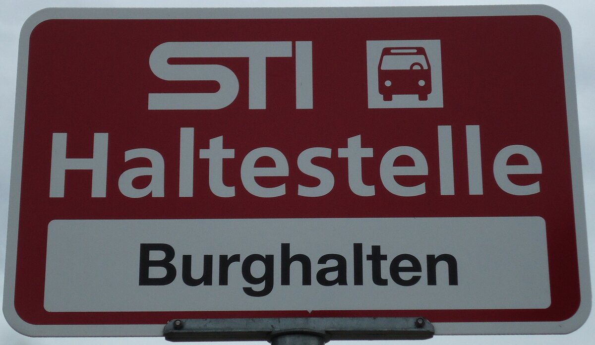 (142'630) - STI-Haltestellenschild - Teuffenthal, Burghalten - am 25. Dezember 2012