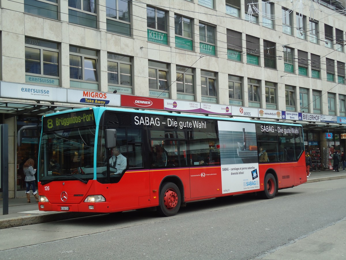 (142'829) - VB Biel - Nr. 126/BE 560'126 - Mercedes am 29. Dezember 2012 in Biel, Guisanplatz