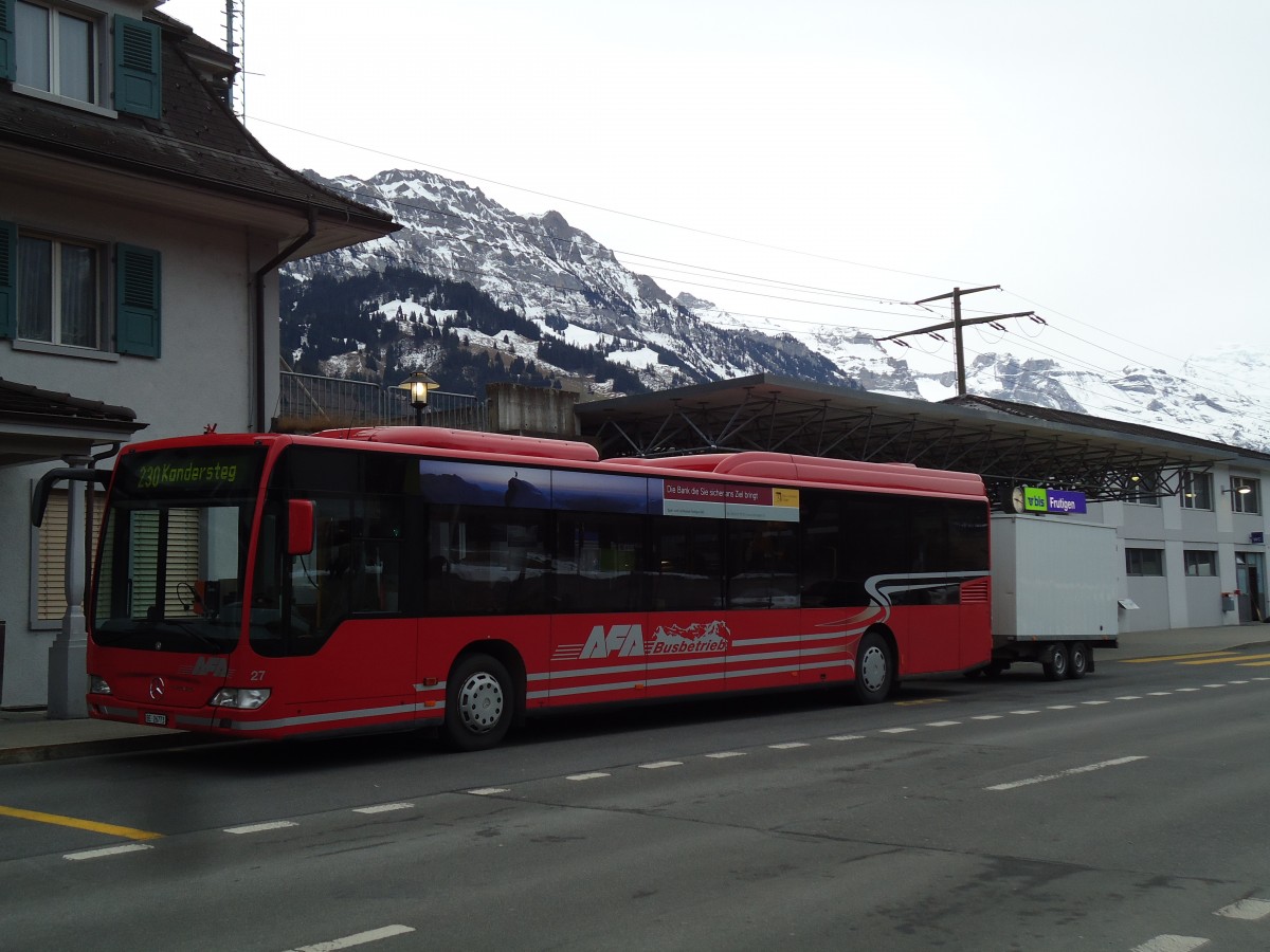 (142'864) - AFA Adelboden - Nr. 27/BE 26'773 - Mercedes am 1. Januar 2013 beim Bahnhof Frutigen