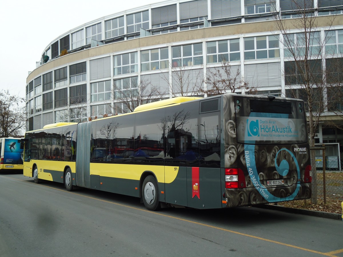 (143'116) - STI Thun - Nr. 142/BE 801'142 - MAN am 24. Januar 2013 bei der Schifflndte Thun