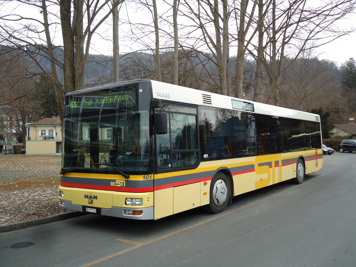 (143'461) - STI Thun - Nr. 101/BE 577'101 - MAN am 8. Mrz 2013 bei der Schifflndte Thun