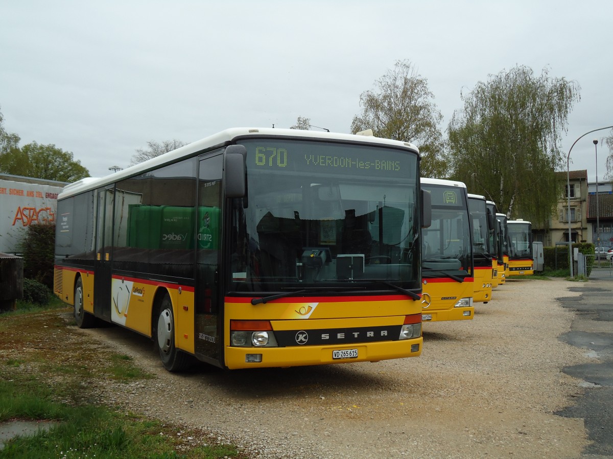 (143'873) - CarPostal Ouest - VD 265'615 - Setra am 27. April 2013 in Yverdon, Garage