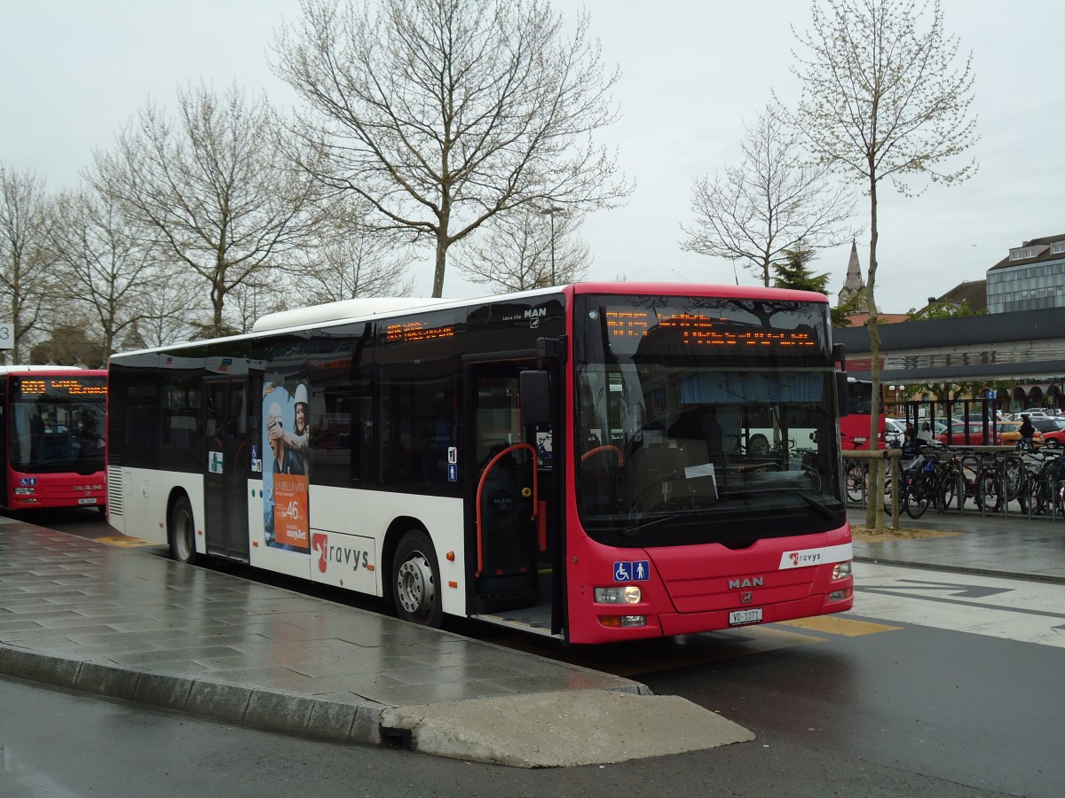 (143'910) - TRAVYS Yverdon - VD 1071 - MAN am 27. April 2013 beim Bahnhof Yverdon