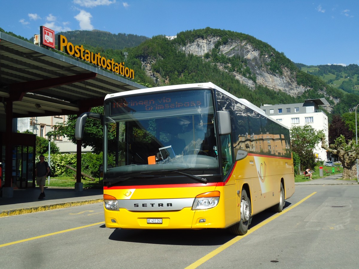 (145'151) - AVG Meiringen - Nr. 63/BE 401'263 - Setra am 16. Juni 2013 in Meiringen, Postautostation