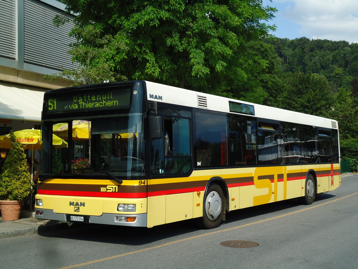 (145'607) - STI Thun - Nr. 94/BE 572'094 - MAN am 6. Juli 2013 bei der Schifflndte Thun