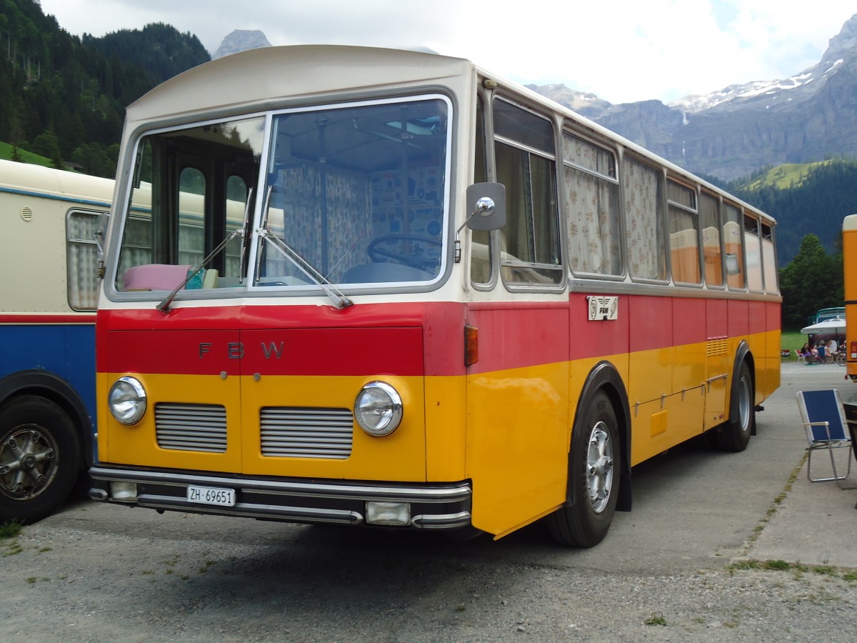 (146'352) - Trb, Oberrieden - Nr. 12/ZH 69'651 - FBW/R&J (ex Ryffel, Uster Nr. 12) am 17. August 2013 in Lenk, Metschbahnen