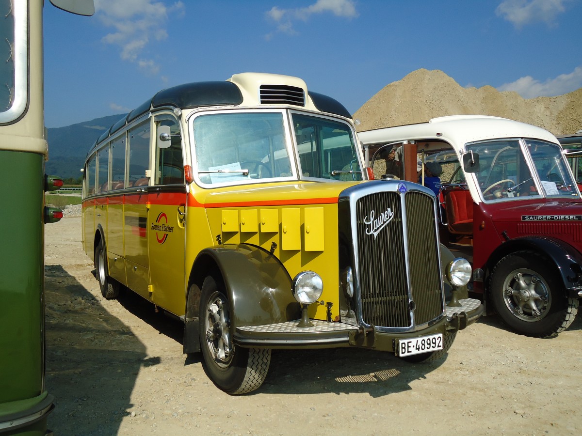 (146'589) - Fischer, Lotzwil - BE 48'992 - Saurer/FHS (ex Funi-Car, Biel; ex P 19'983; ex P 23'157) am 31. August 2013 in Niederbipp, Saurertreffen