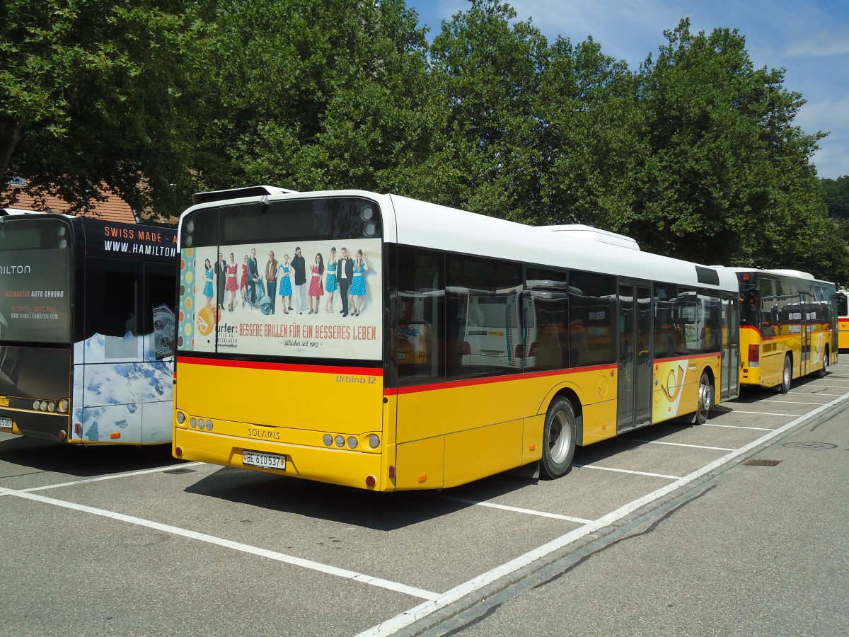 (146'912) - PostAuto Bern - BE 610'537 - Solaris am 1. September 2013 in Burgdorf, Markthalle