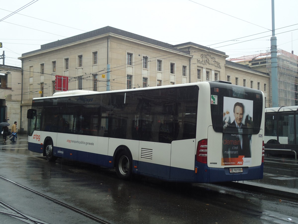 (147'135) - TPG Genve - Nr. 526/GE 960'588 - Mercedes am 16. September 2013 beim Bahnhof Genve