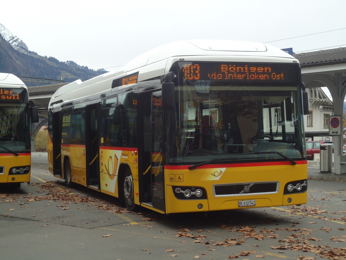 (147'573) - PostAuto Bern - BE 610'542 - Volvo am 4. November 2013 beim Bahnhof Interlaken West