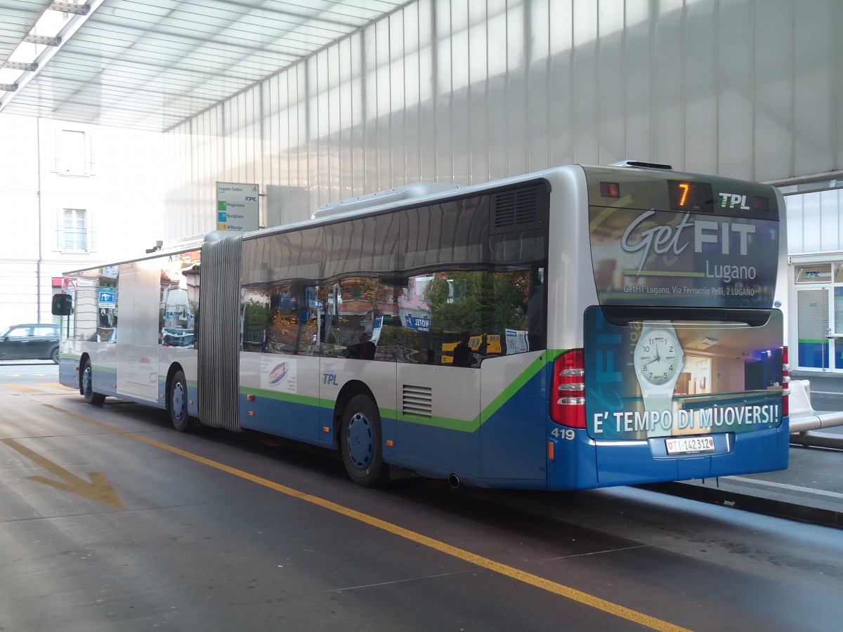 (147'734) - TPL Lugano - Nr. 419/TI 142'312 - Mercedes am 5. November 2013 in Lugano, Centro