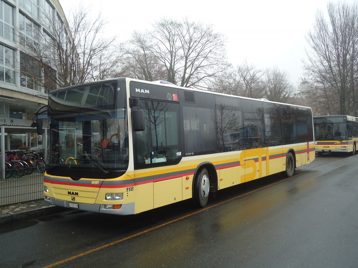 (148'355) - STI Thun - Nr. 118/BE 700'118 - MAN am 21. Dezember 2013 bei der Schifflndte Thun