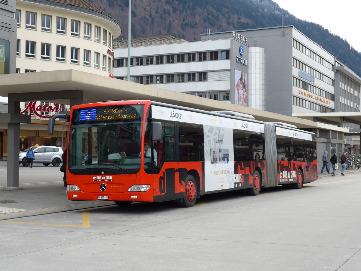 (149'133) - SBC Chur - Nr. 55/GR 155'855 - Mercedes am 1. Mrz 2014 beim Bahnhof Chur