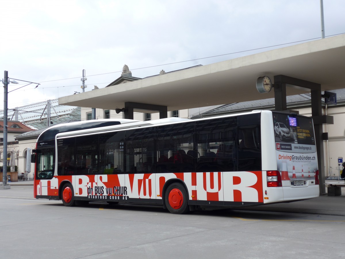 (149'157) - SBC Chur - Nr. 9/GR 97'509 - MAN am 1. Mrz 2014 beim Bahnhof Chur