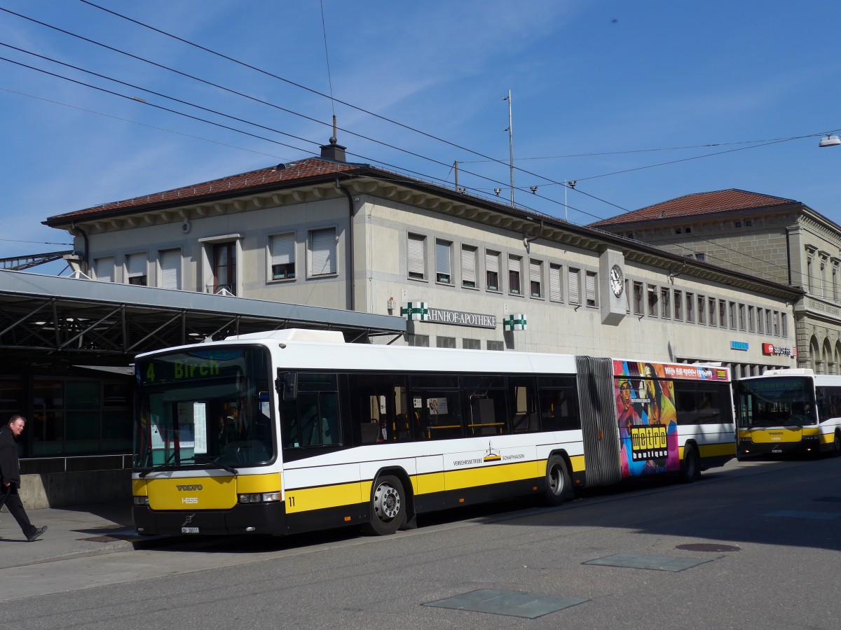(149'398) - VBSH Schaffhausen - Nr. 11/SH 38'011 - Volvo/Hess am 29. Mrz 2014 beim Bahnhof Schaffhausen
