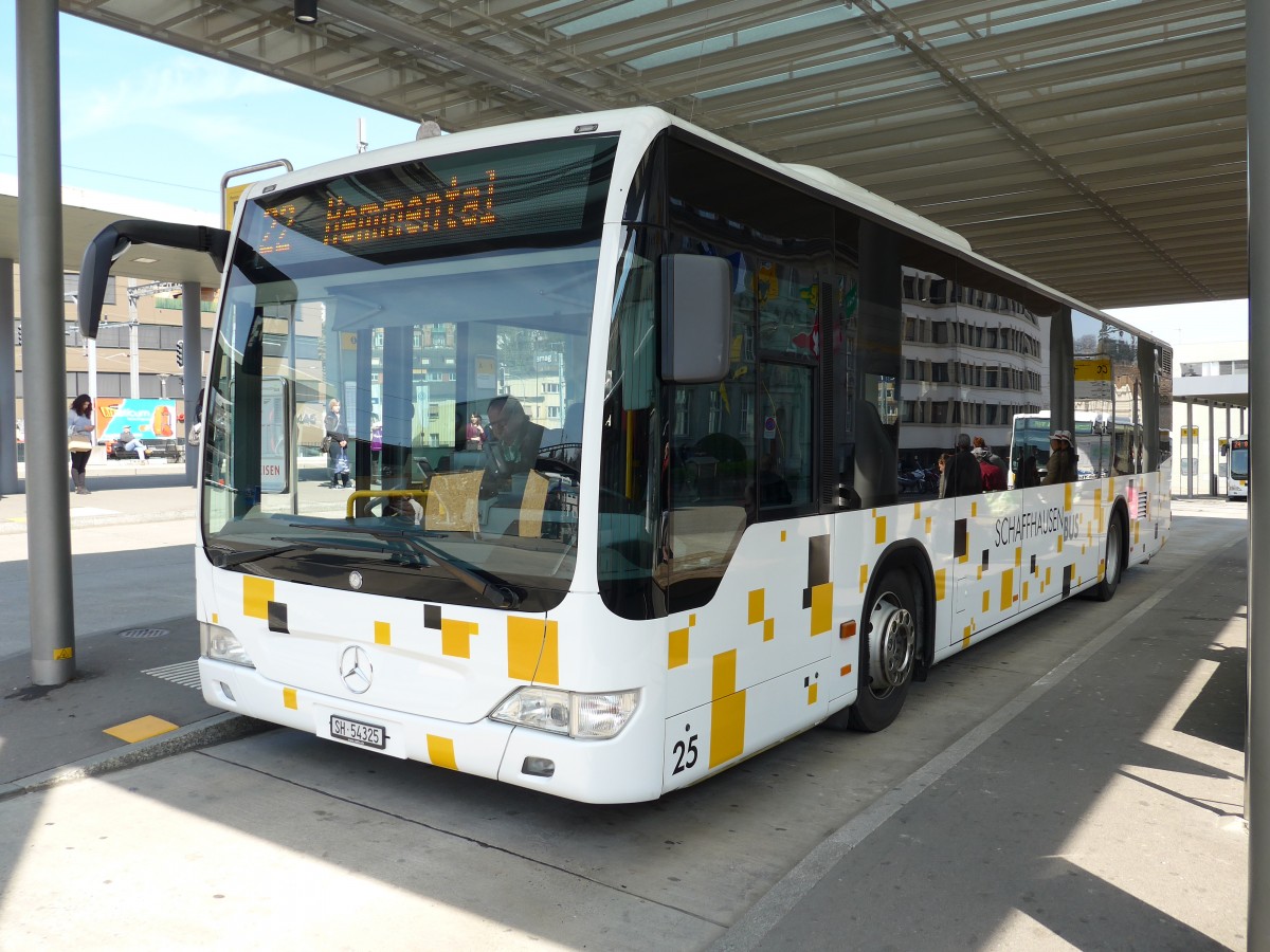 (149'432) - SB Schaffhausen - Nr. 25/SH 54'325 - Mercedes am 29. Mrz 2014 beim Bahnhof Schaffhausen