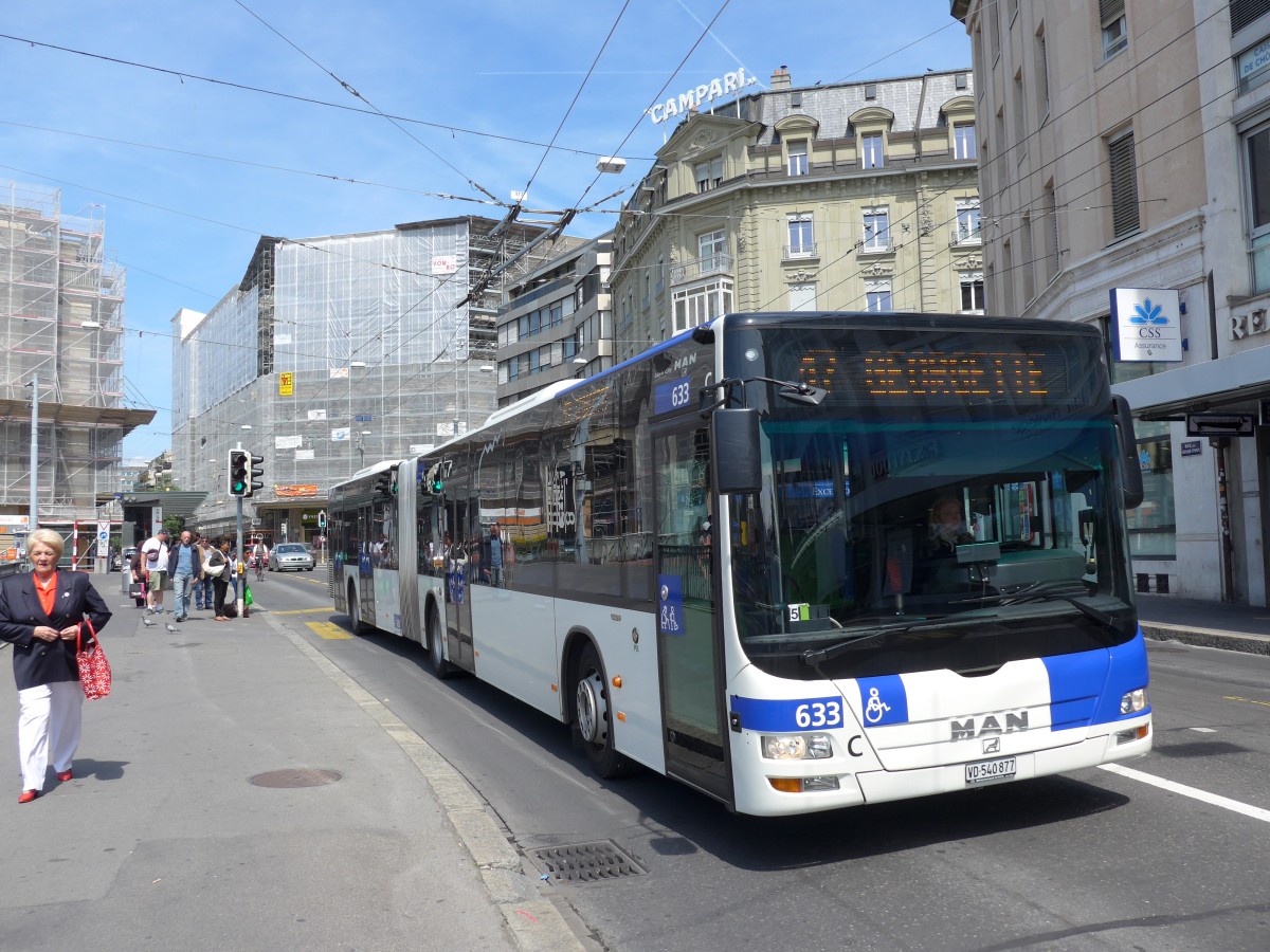 (151'170) - TL Lausanne - Nr. 633/VD 540'877 - MAN am 1. Juni 2014 in Lausanne, Bel-Air