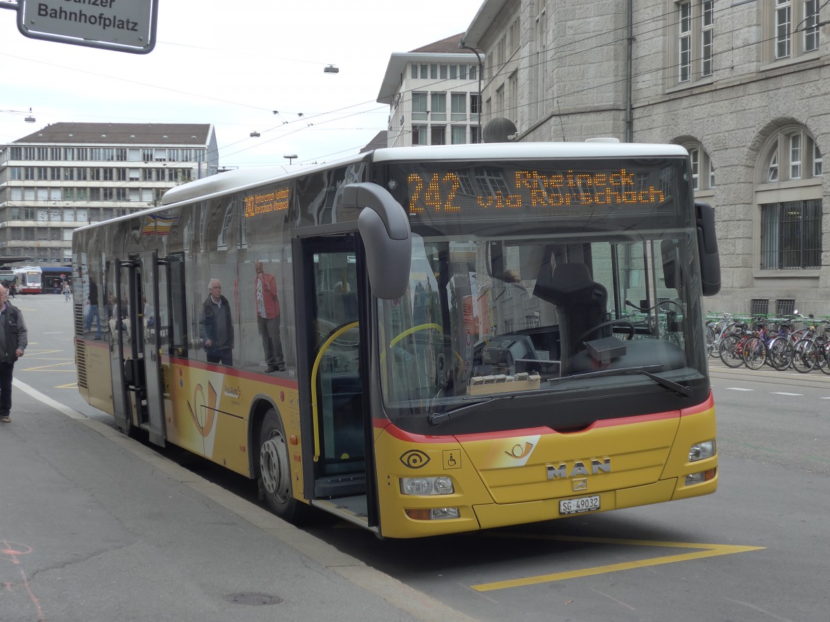 (154'215) - Schwizer, Goldach - SG 49'032 - MAN am 20. August 2014 beim Bahnhof St. Gallen