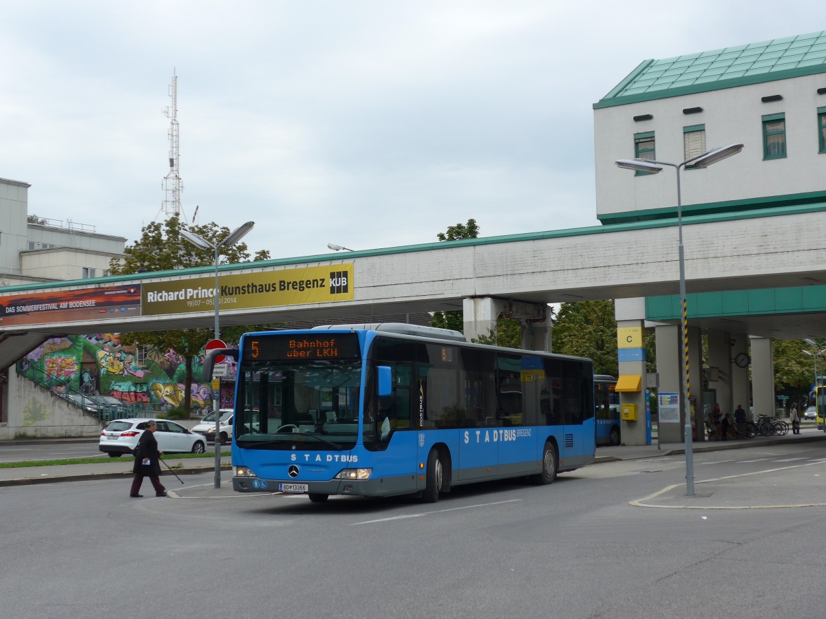 (154'241) - Stadtbus, Bregenz - BD 13'366 - Mercedes am 20. August 2014 beim Bahnhof Bregenz