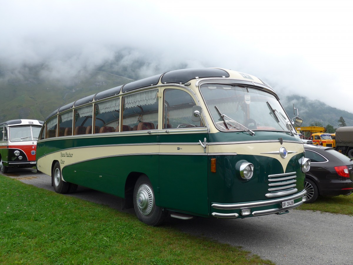 (154'938) - Fischer, Chur - GR 20'420 - Saurer/R&J (ex Geiger, Adelboden Nr. 1; ex AAGI Interlaken) am 13. September 2014 in Chur, Waffenplatz