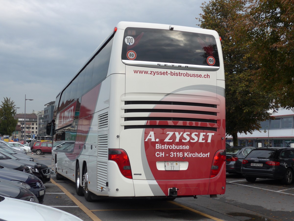 (155'365) - Zysset, Kirchdorf - BE 77 - Setra am 25. September 2014 in Thun, CarTerminal