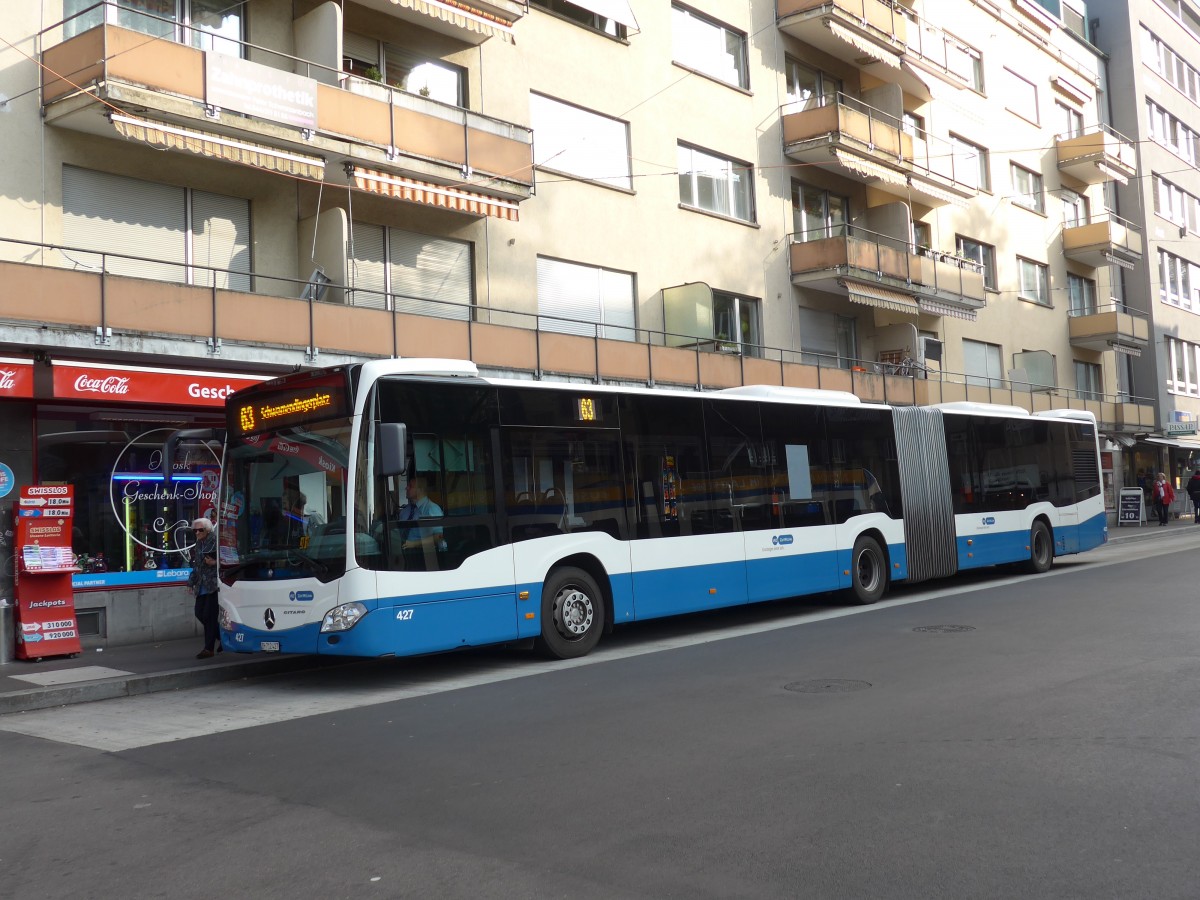 (156'277) - VBZ Zrich - Nr. 427/ZH 712'427 - Mercedes am 28. Oktober 2014 beim Bahnhof Zrich-Oerlikon