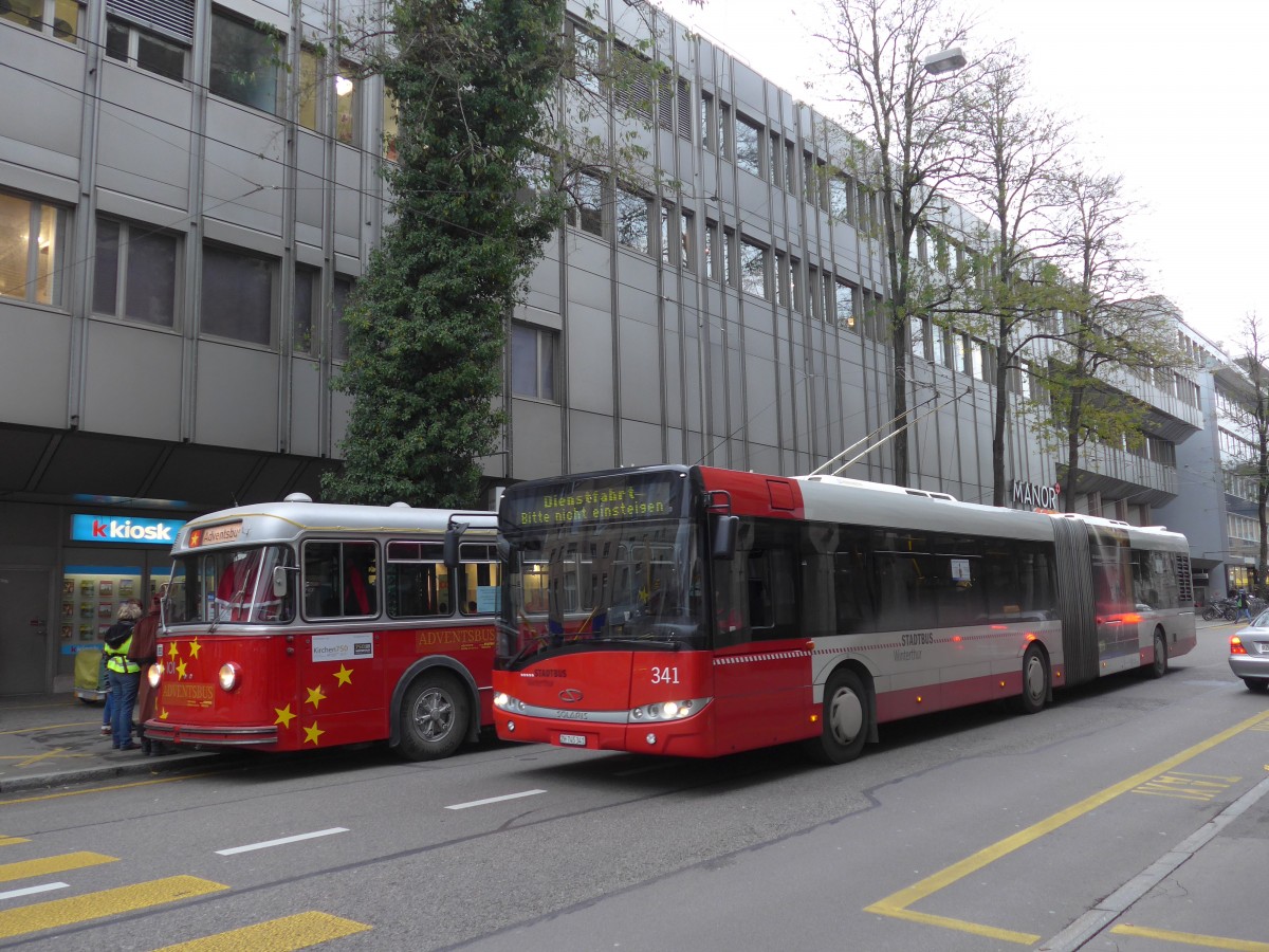 (157'650) - SW Winterthur - Nr. 341/ZH 745'341 - Solaris am 6. Dezember 2014 in Winterthur, Bankstrasse