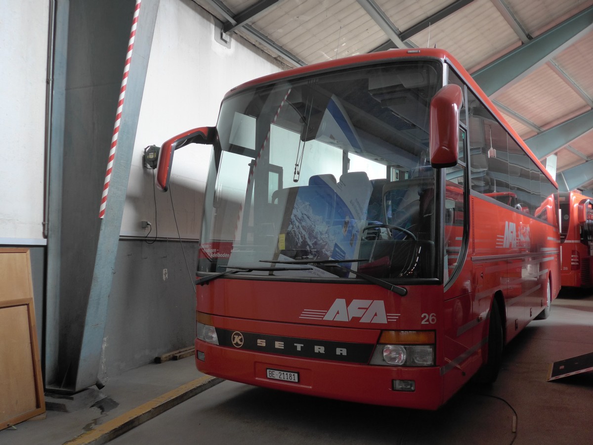 (157'700) - AFA Adelboden - Nr. 26/BE 21'181 - Setra (ex Nr. 16; ex Frhlich, D-Ludwigshafen/Rhein) am 7. Dezember 2014 im Autobahnhof Adelboden