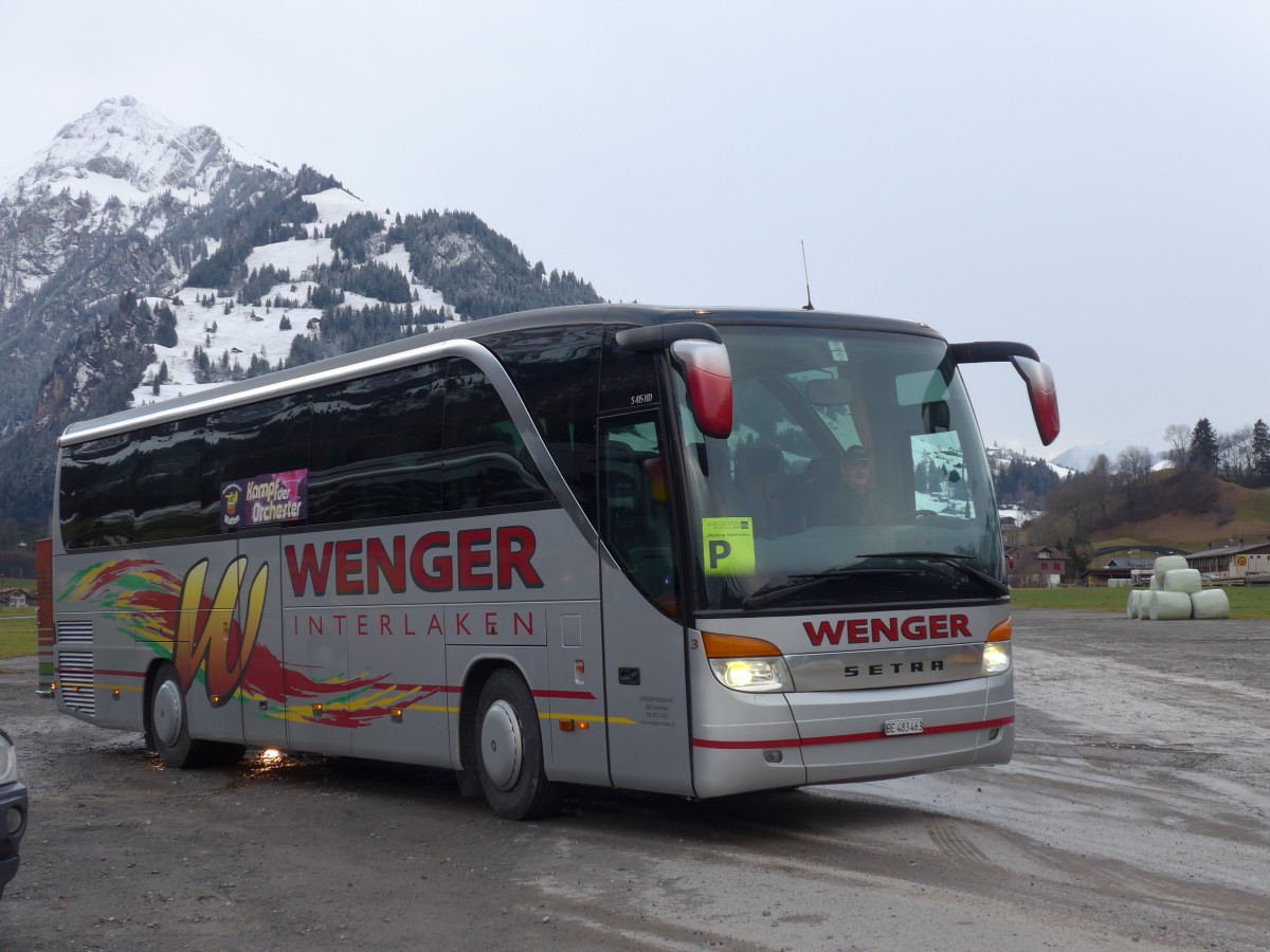 (158'379) - Wenger, Interlaken - Nr. 3/BE 483'463 - Setra am 11. Januar 2015 in Frutigen, Flugplatz