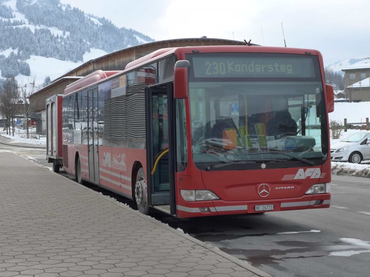 (158'496) - AFA Adelboden - Nr. 27/BE 26'773 - Mercedes am 24. Januar 2015 beim Bahnhof Frutigen