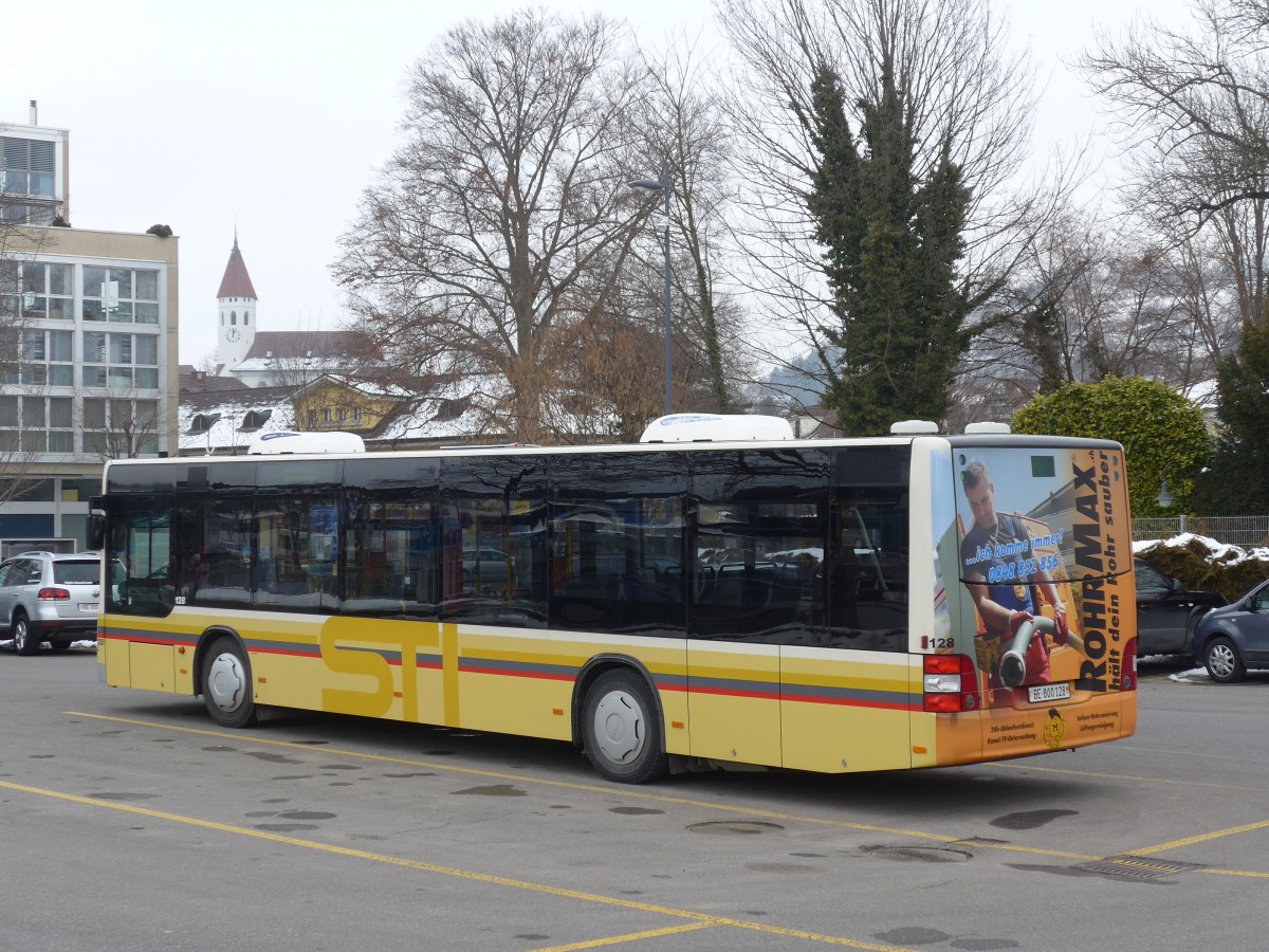 (158'671) - STI Thun - Nr. 128/BE 800'128 - MAN am 8. Februar 2015 bei der Schifflndte Thun