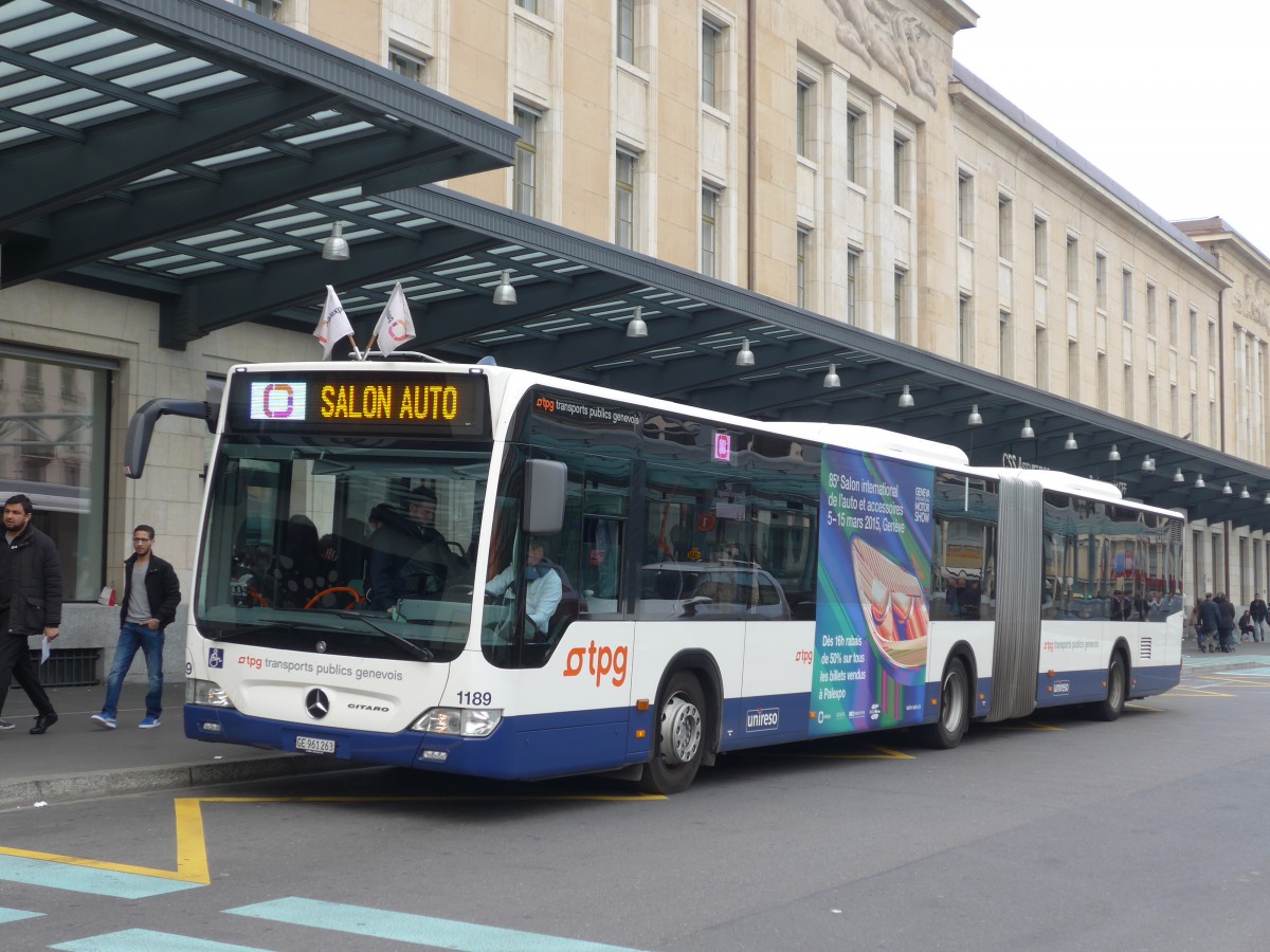 (159'172) - TPG Genve - Nr. 1189/GE 961'263 - Mercedes am 14. Mrz 2015 beim Bahnhof Genve