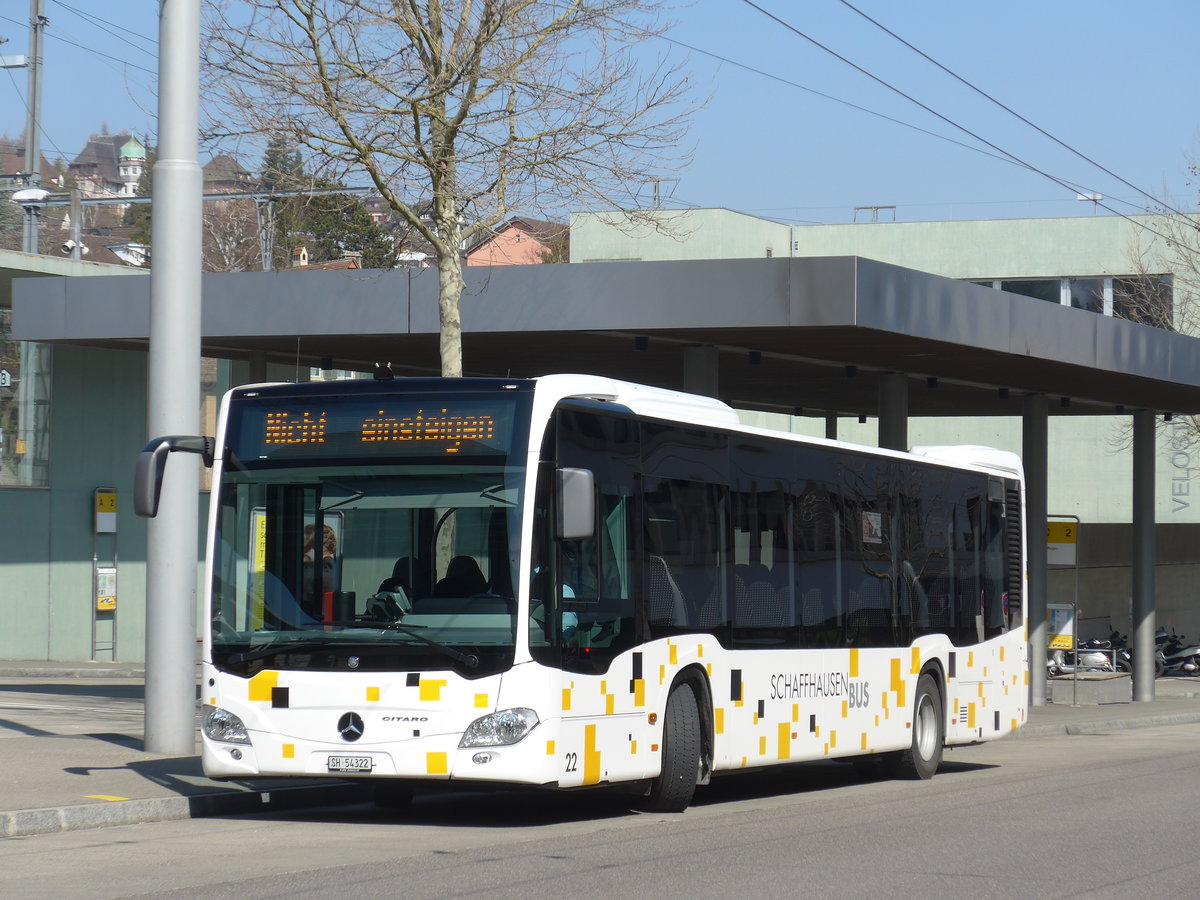 (159'301) - SB Schaffhausen - Nr. 22/SH 54'322 - Mercedes am 19. Mrz 2016 beim Bahnhof Schaffhausen